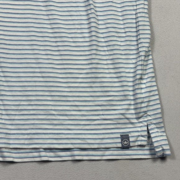 Peter Millar Men's Polo Golf Shirt Striped Pima Cotton White Blue Extra Large - Picture 4 of 10